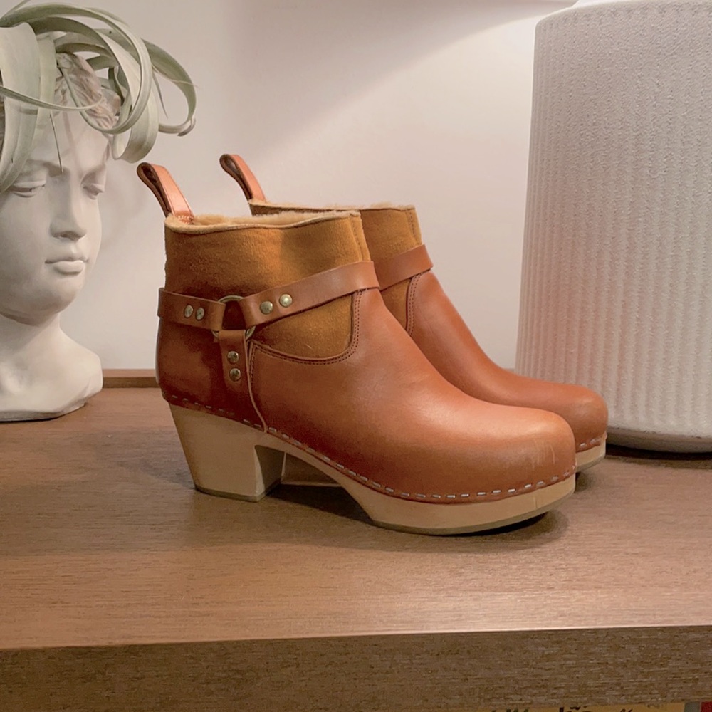 Swedish Hasbeen Wooden Clog Boots, size 38